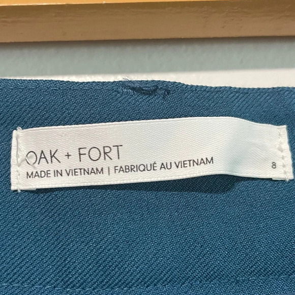 Oak & Fort Teal Back Slit Slim Straight Trouser- Size 8 - Picture 6 of 9